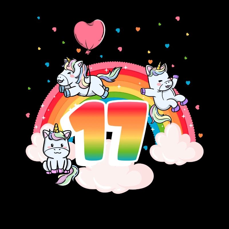 Thème Licorne arc-en-ciel du 17e anniversaire
