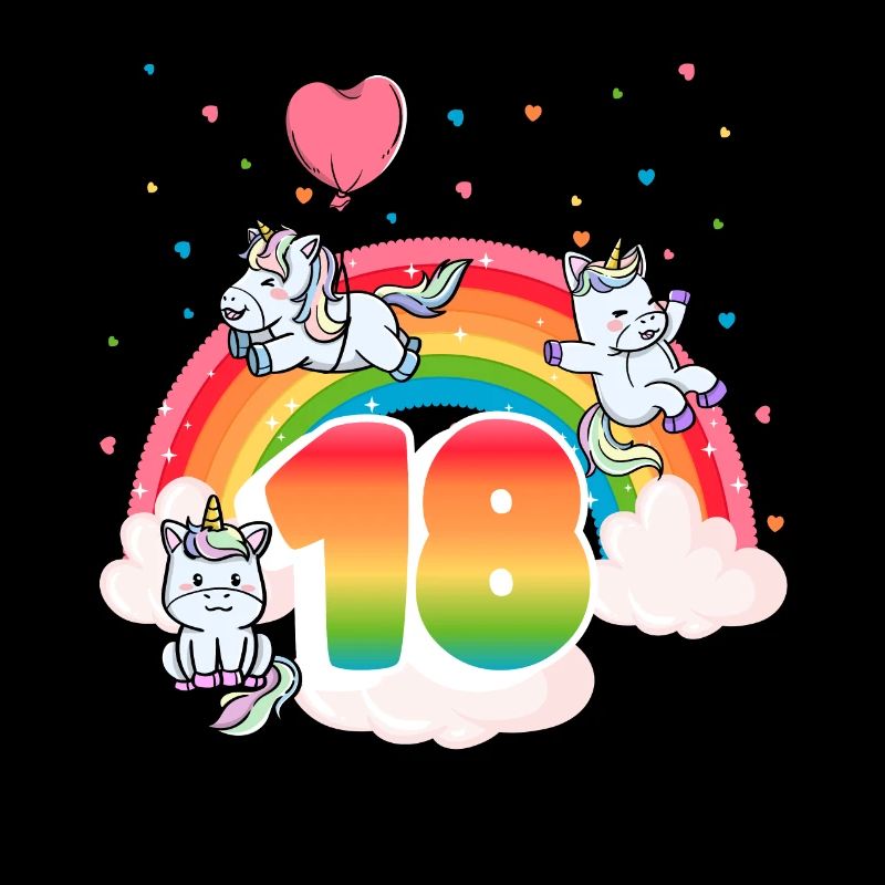 18. Geburtstag Regenbogen Einhorn Thema