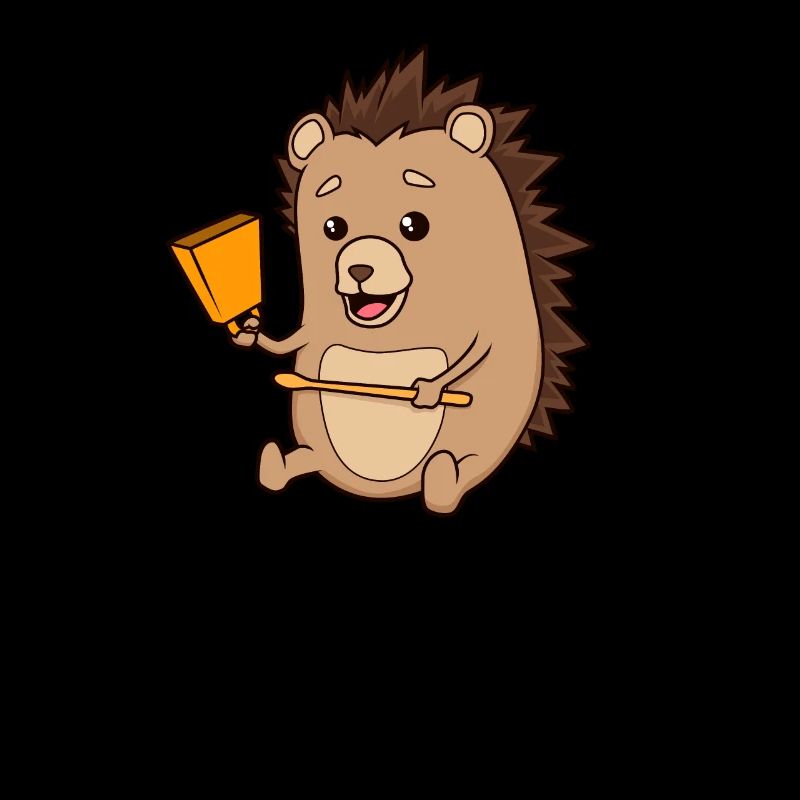 Comic Igel spielt Kuhglocken