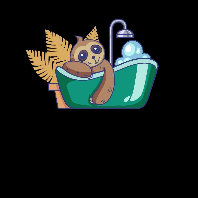 Sloth takes bath in the bathtub