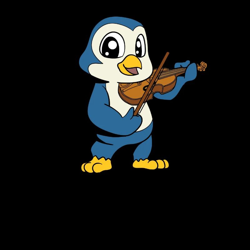 Comic Pinguin spielt Geige