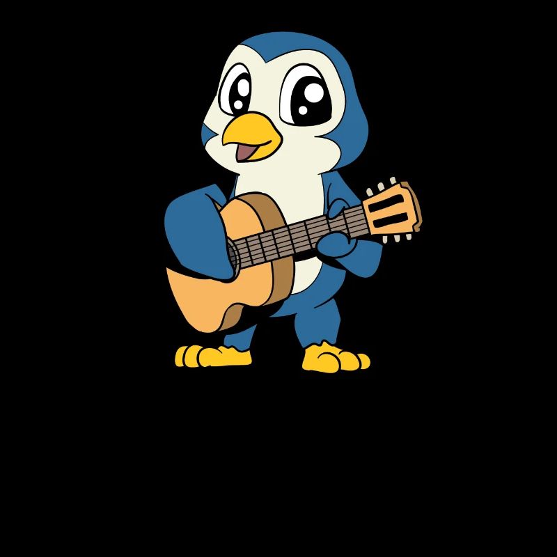 Comic Penguin plays guitar
