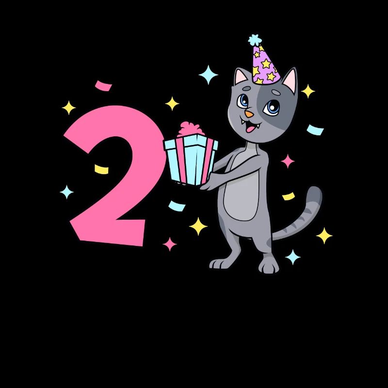 Mit Katze - Mädchen Geburtstag 2 Jahre