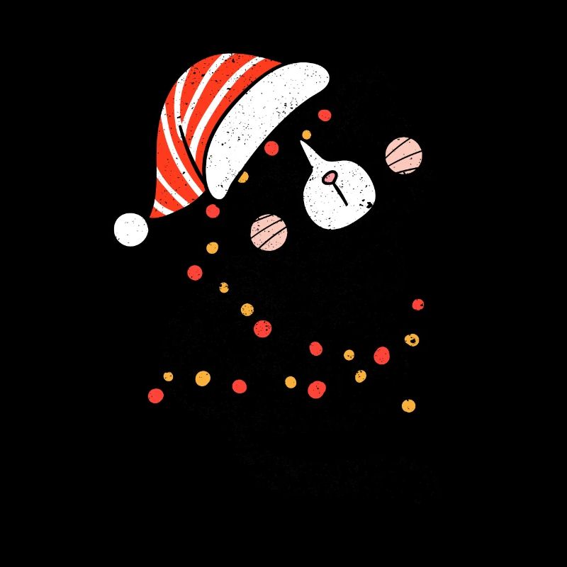 Chat noir Père Noël emmêlé dans joyeux Christma