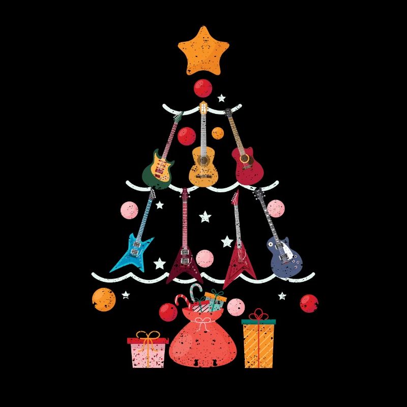 Guitar Santa Claus Cap Christmas Tree Funny