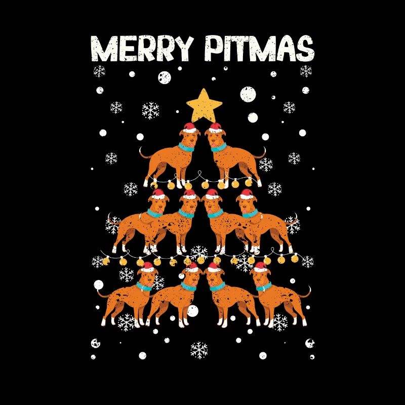 Joyeux Pitmas Pitbull Chien Joyeux Arbre de Noël