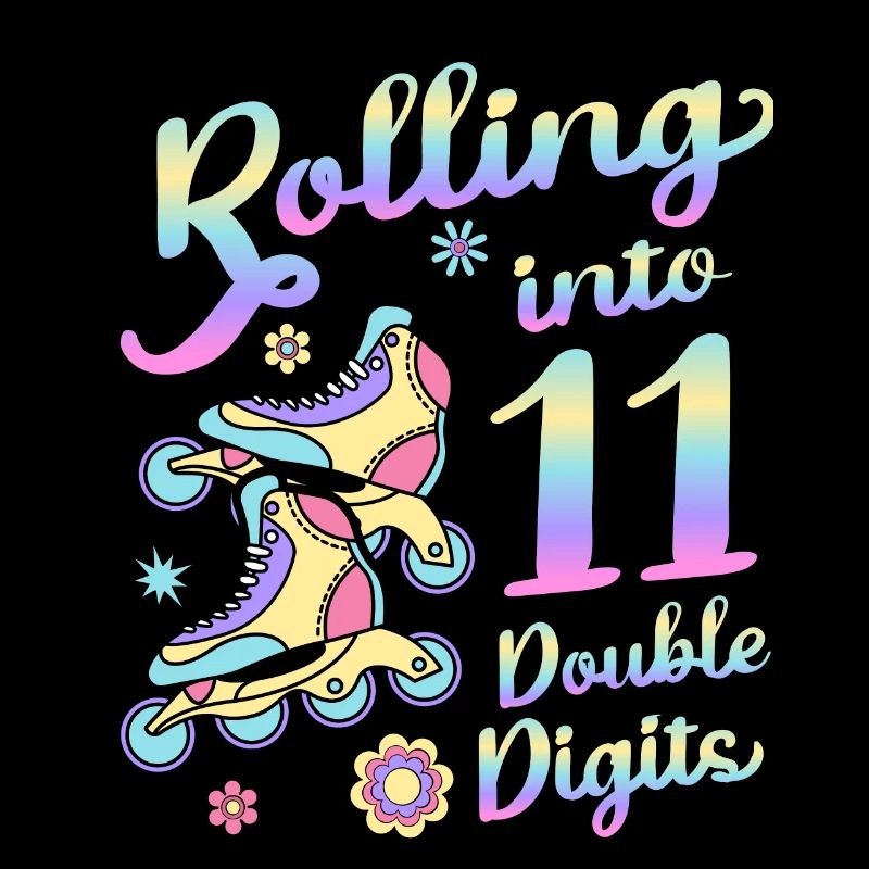 Rolling Into 11 Double Digits Floral Skaters 11.