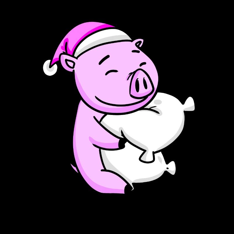 Cochon avec oreiller et bonnet de couchage