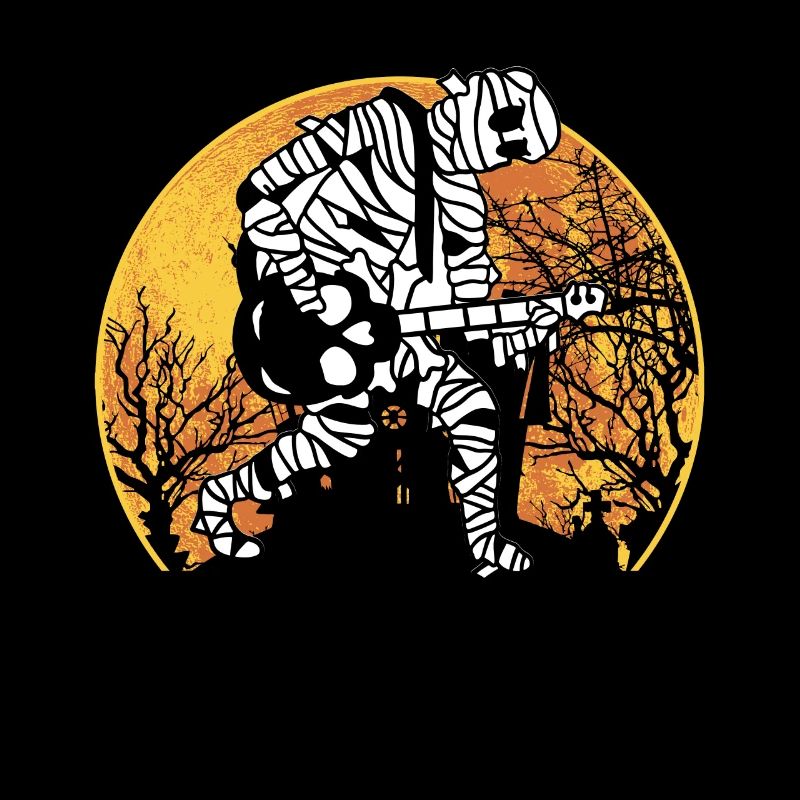 Rolig gitarrist Mummy spelar gitarrmusik Hallowe