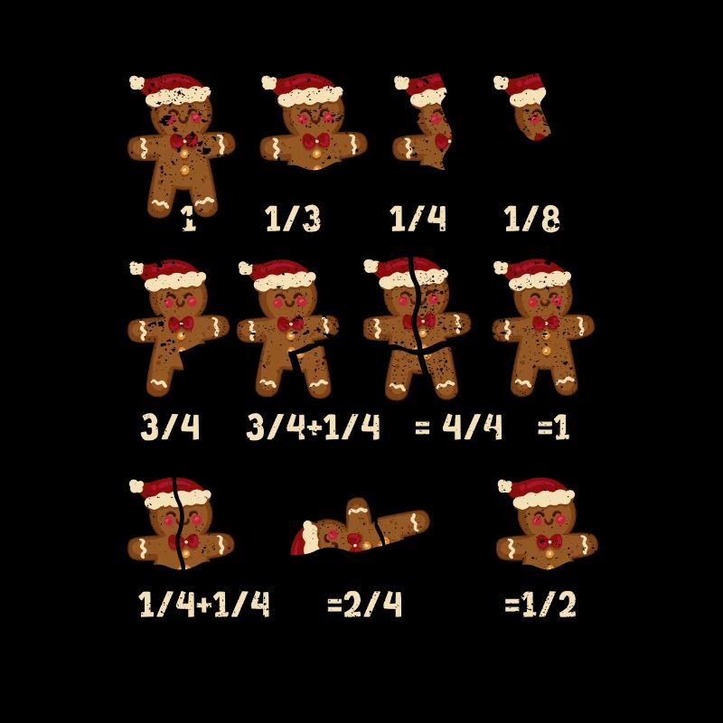 Christmas math teacher breaking gingerbread cookie