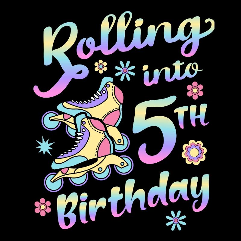 Rolling Into 5th Geburtstag Roller Skater Inline