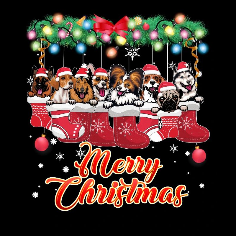 Chiens mignons et câlins comme décorations de Noël