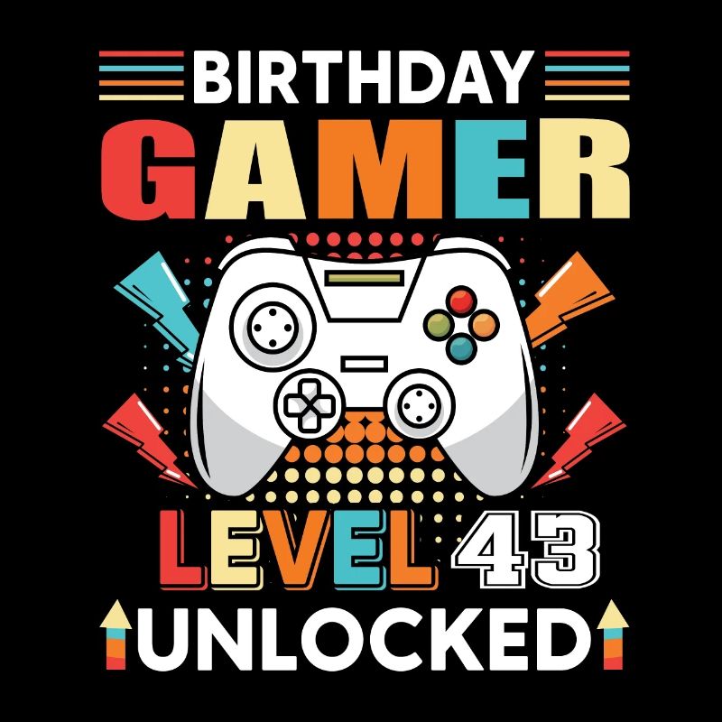 Geburtstag Gamer Level 43 Unlocked 43 Geburtstag