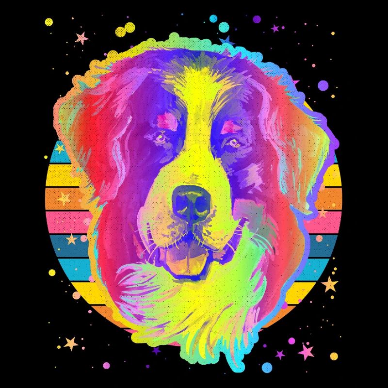 Bernese Mountain Dog Rainbow Space Black