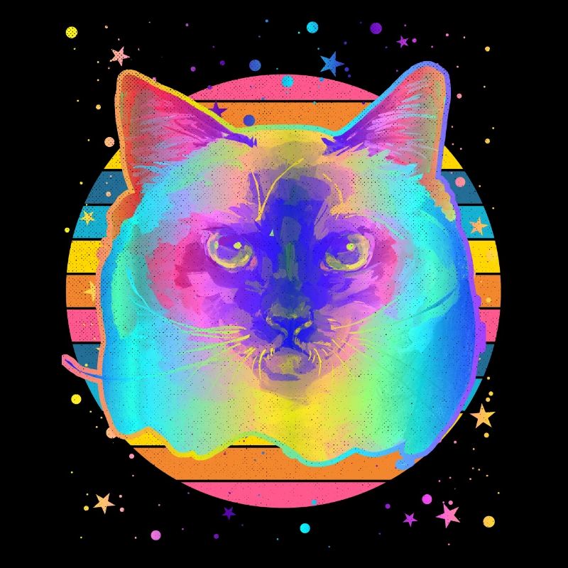 Birman Cat Rainbow Space Black