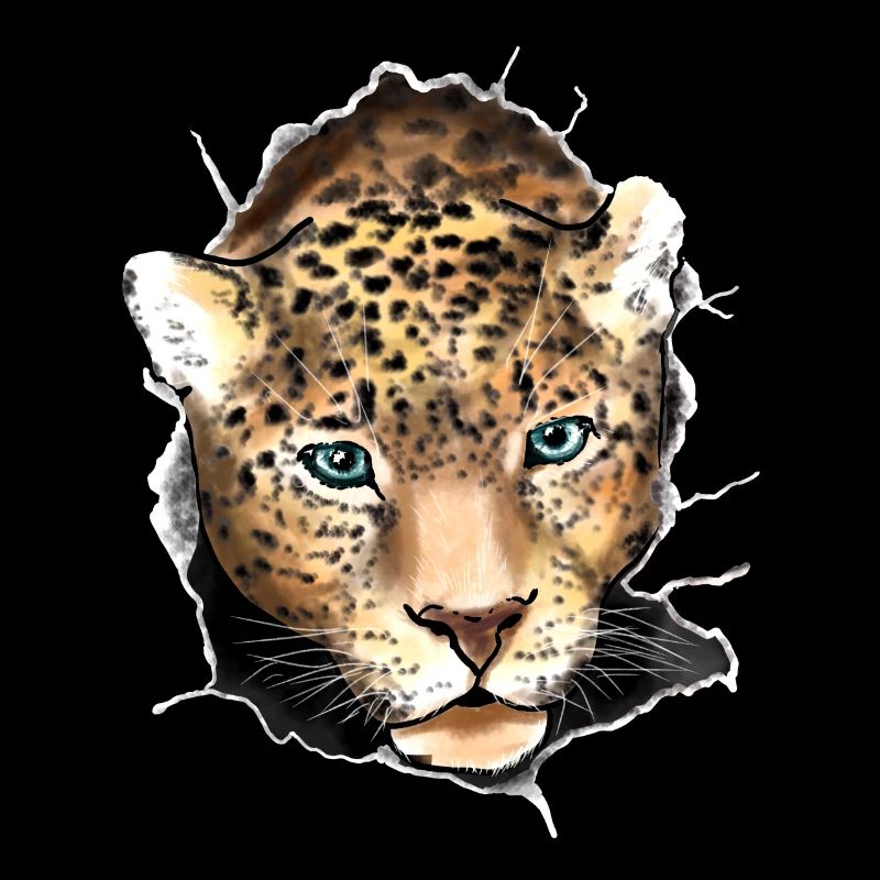 Hervor springender Leopard
