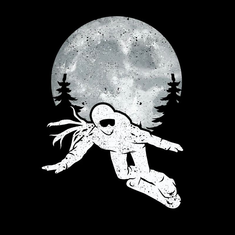 Snowboard Moon Funny Snowboarders Freestyle Snow