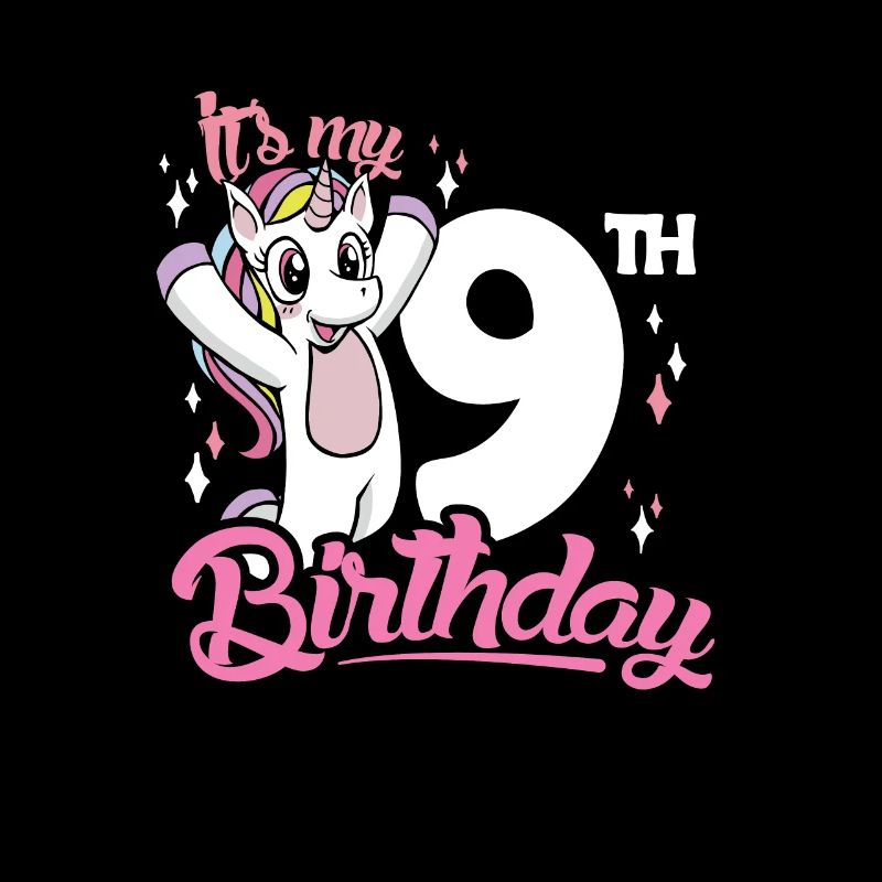 9e anniversaire Enfants Licorne Neuf Anniversaire