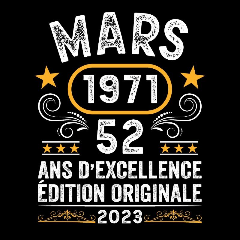 Anniversaire Vintage Idée Cadeau Mars 1971 52