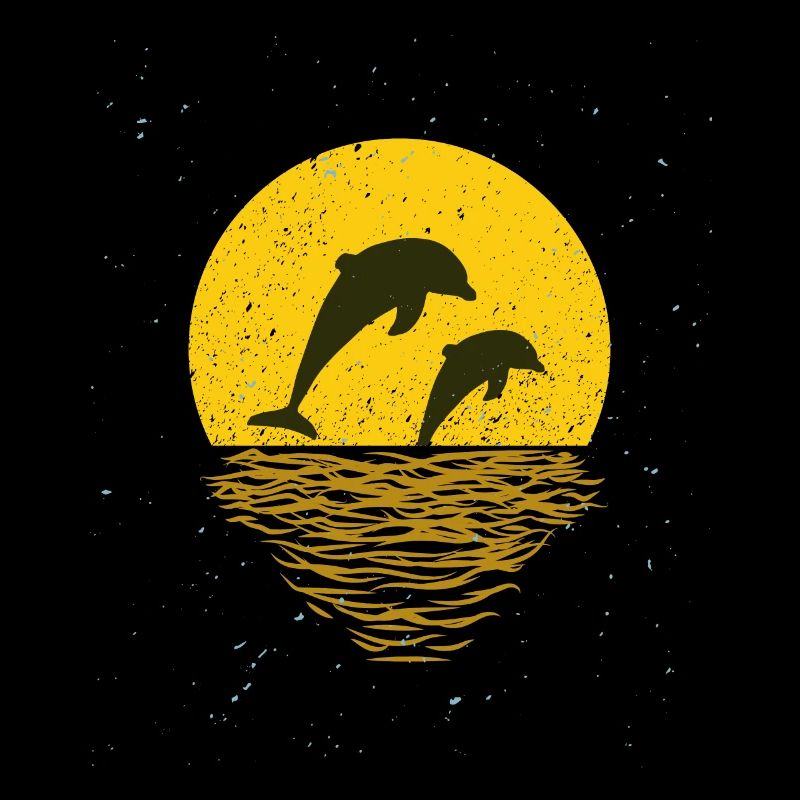 Two dolphins playing in the moonlight T-Shirt