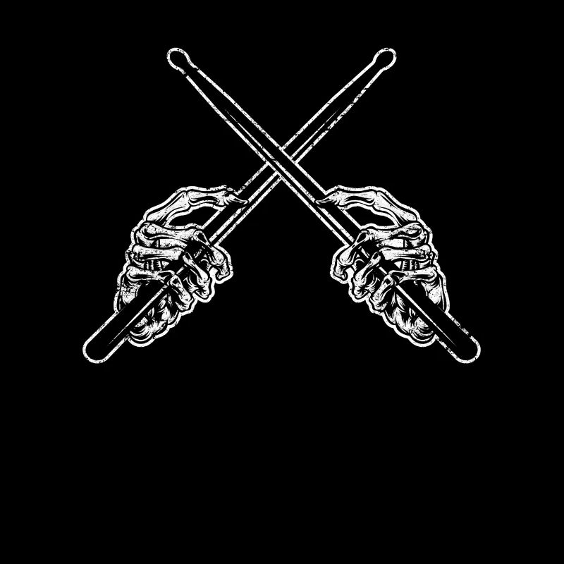 Drummer Drum Sticks Rock & Roll Skeleton Horns Per