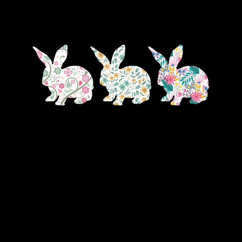 Easter Three Bunnies Rabbit Flower