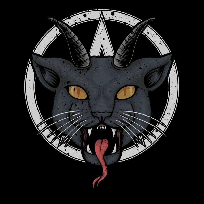 Chat à cornes démoniaque, effrayant