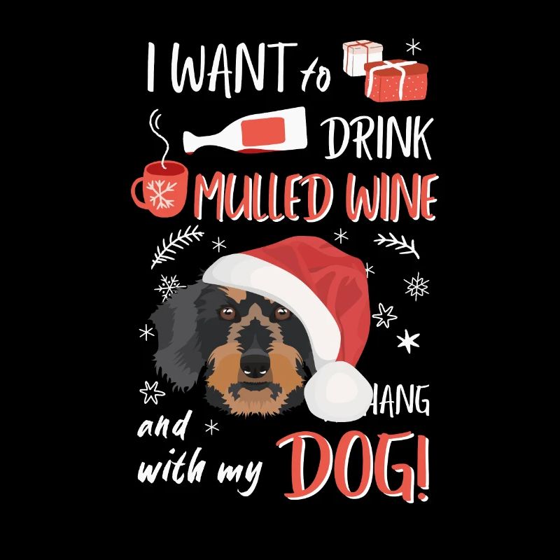 Teckel à poil dur Vin chaud Noël