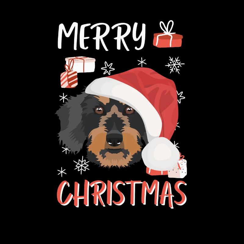 Teckel à poil dur Joyeux Noël