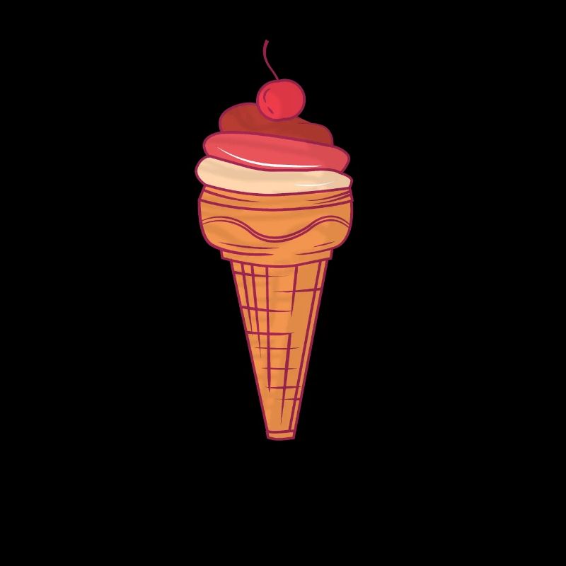 Eis Mit Kirsche In Einer Waffel