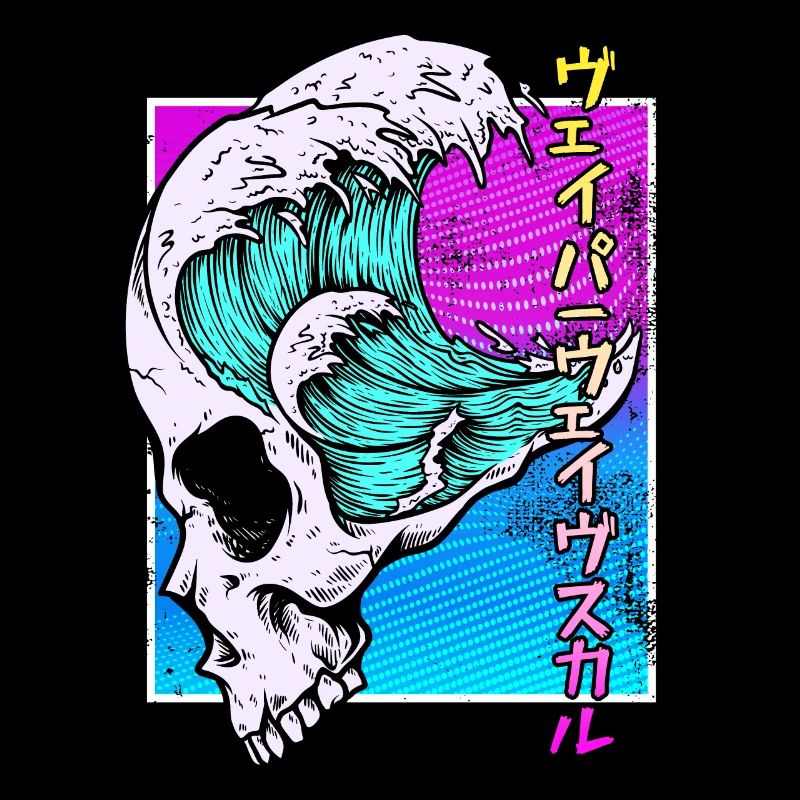 Skull Vaporwave Synthwave