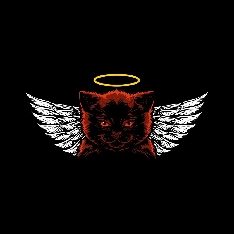 Angel and devil cat