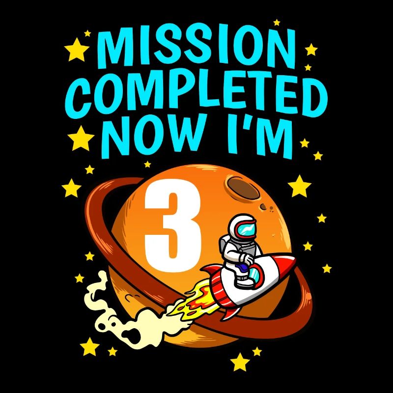 Space Birthday 3 Astronaut Planets Rocket Ship