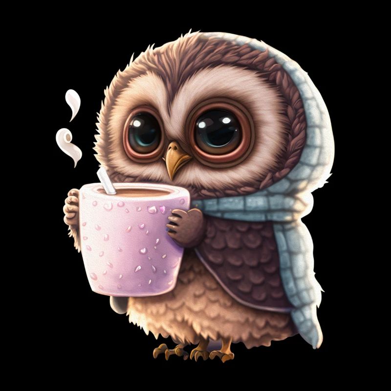Süße Kaffee Eule, nachtaktive Eule, die Kaffee lie