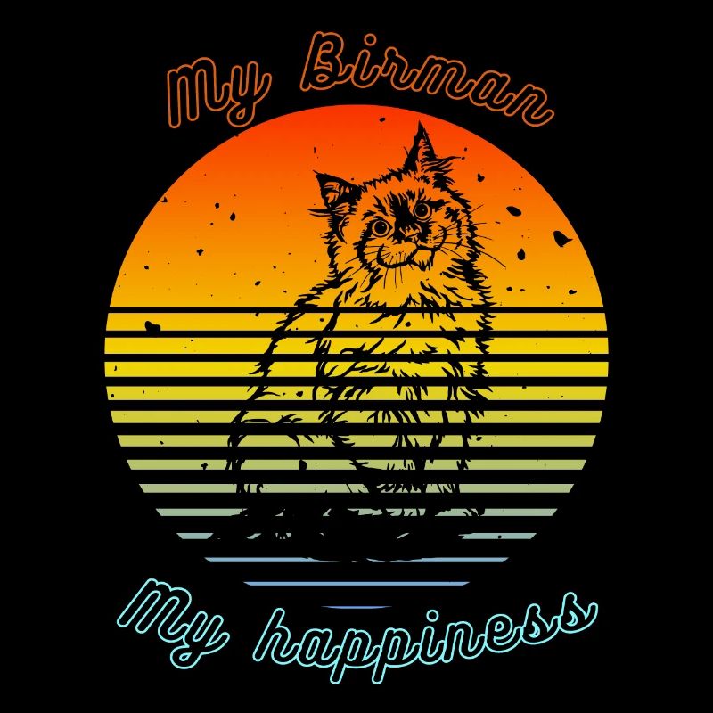 Logo rétro avec un chat " Birman"