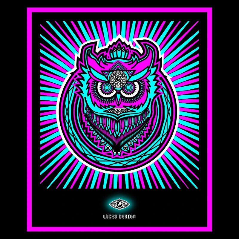 Neon owl in bright neon pink
