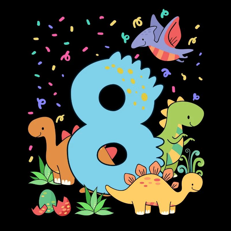 Herde Von Niedlichen Dinosauriern 8. Geburtstag 8