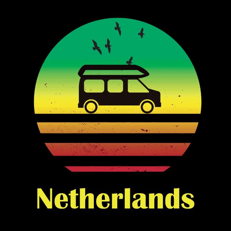 Netherlands Camper Van Retro Sunset Sea