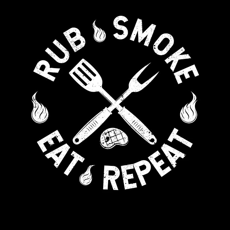 Rub Smoke Eat Repeat BBQ Funny Chef Grilling