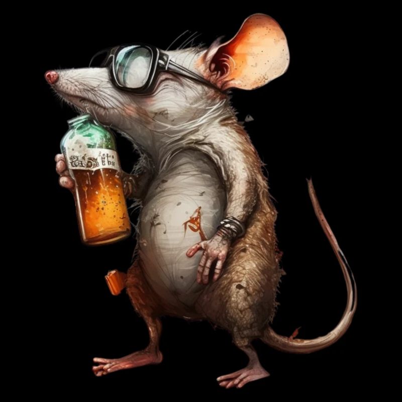 Funny beer mouse with glasses