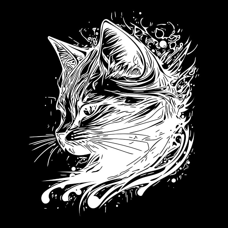 Petit chat mignon dans le style de tatouage Nature Splash