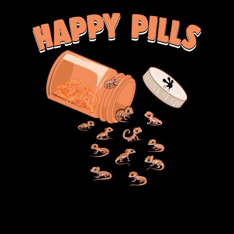 Happy Pills Crested Gecko Funny Lizard Lovers