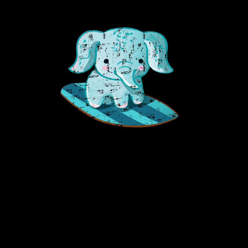 Cute kawaii elephant surfing sur surfeur de planche de surf