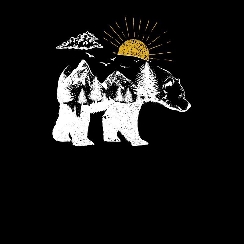 Explore Bear Yellow Sun Nature Funny Geocaching