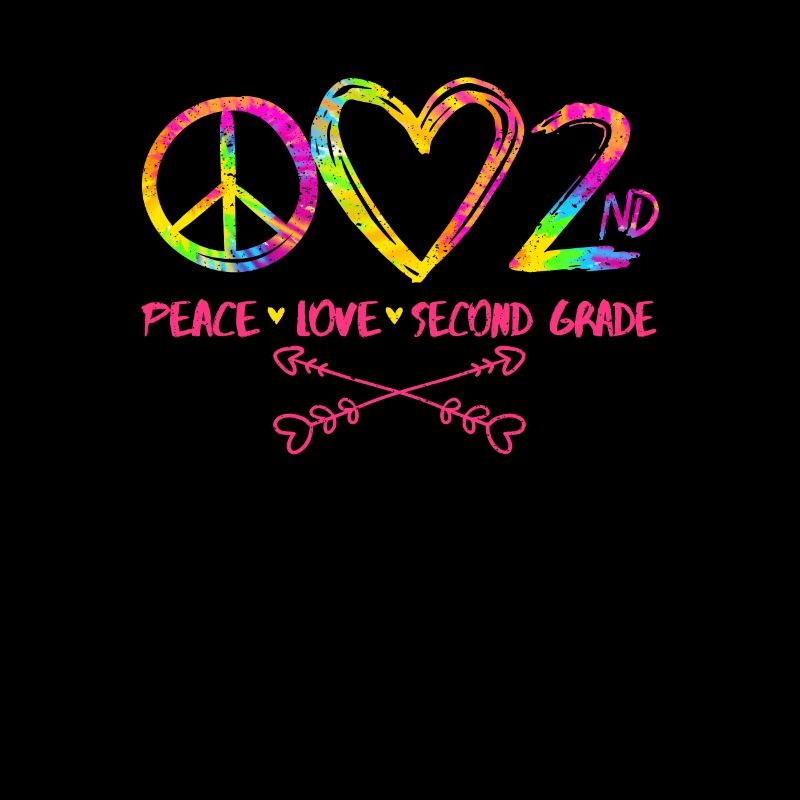 Tie-dye Peace Love Second 2. Klasse Cute School