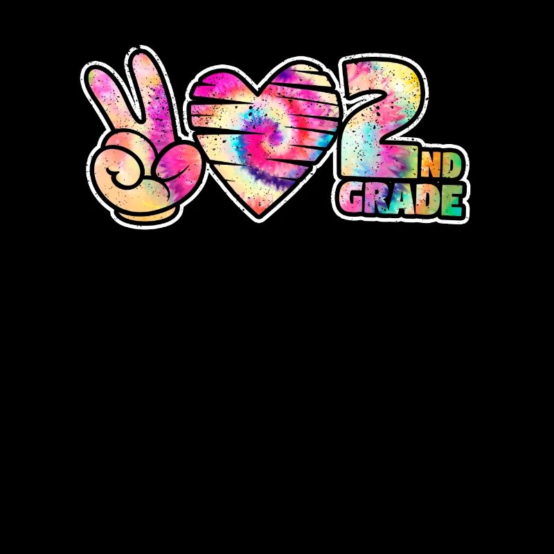 Tie-dye Peace Love Second 2nd Grade Cute School