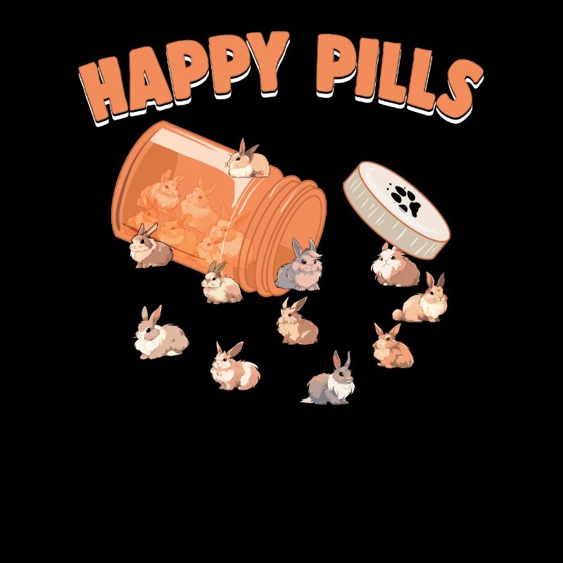 Happy Pills Lionhead Bunny Funny Rabbit Breed Pun