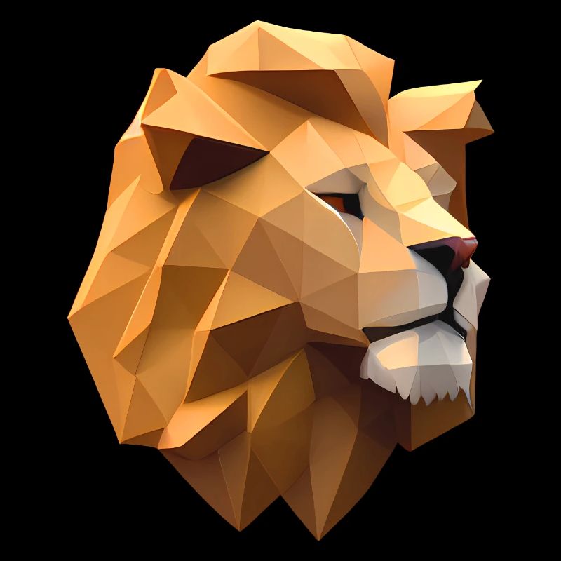 Tête de lion faite de formes géométriques