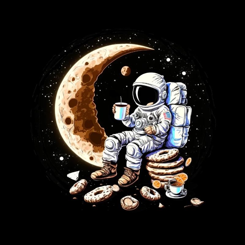 Astronaut drinking coffee on the moon
