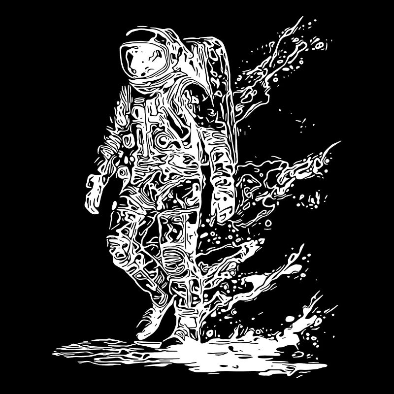 Astronaute dans la nébuleuse de la poussière de lune de la tempête solaire